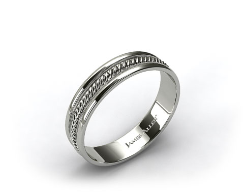 18k White Gold 6mm Braided Milgrain Comfort Fit Wedding Band